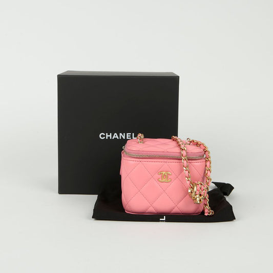 CHANEL Rosa Lammleder Vanity Golden Ball Schulter-Umhängetasche AP1447