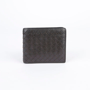 Bottega Veneta หนังสีน้ำตาลเข้ม Intrecciatto กระเป๋าสตางค์ SKU 123456