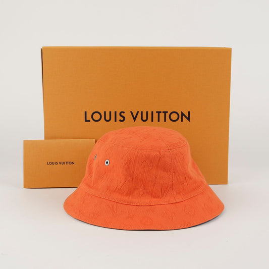 Louis Vuitton Reversible Bucket Hat Orange Blue Monogram 58 40503415