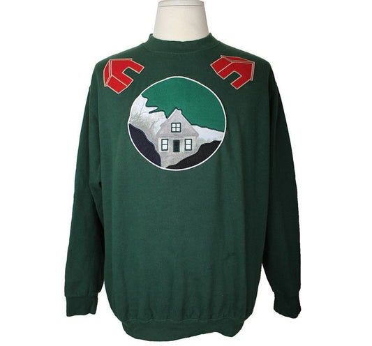 Other Brand Andrea Incontri Green Appliqué Men’s Fleece Sweatshirt L 26810554