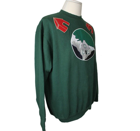 Other Brand Andrea Incontri Green Appliqué Men’s Fleece Sweatshirt L 26810554