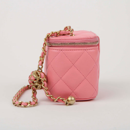 CHANEL ピンク ラムスキン ヴァニティ ゴールデンボール ショルダー＆クロスボディバッグ AP1447 44458657