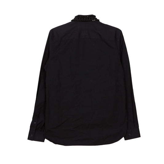 Givenchy Black Star Beaded Collar Hidden Button Shirt 39 46213942