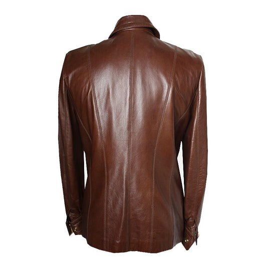 Escada Brown Lambskin Zip-Up Men's Jacket 95 46501933