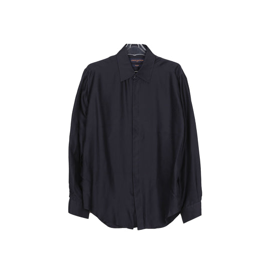 Louis Vuitton Navy Silk Evening Regular Long Sleeve Shirt 1AA5AY 50752509
