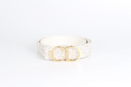 Dior Oblique CD Logo White Men's Belt 114cm 3.5cm 53103066