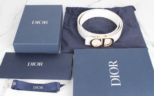 Dior Oblique CD Logo White Men's Belt 114cm 3.5cm 53103066