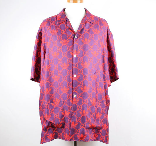 Gucci X Adidas Logo Bowling Silk Shirt 54 56687191