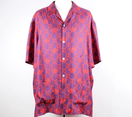 Gucci X Adidas Logo Bowling Silk Shirt 54 56687191