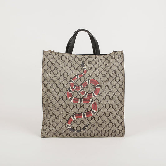 Gucci GG Supreme Canvas Kingsnake Print Tote and Shoulder Bag 450950 57693013