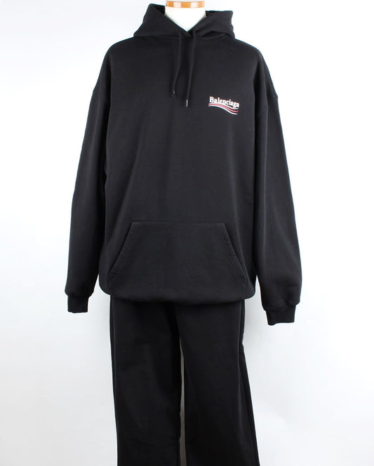 Balenciaga Wave Logo Training Hooded Set Black M 58800690
