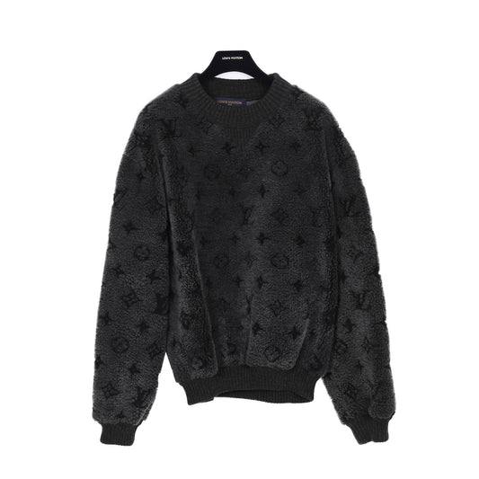 Louis Vuitton Monogram Shearling Crew Neck T-Shirt Grey 1A5POS 1 60926486