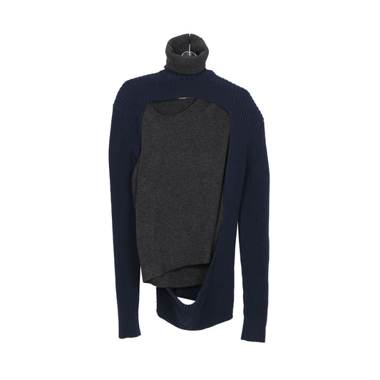 Bottega Veneta Navy Gray Knit Sweater 62228585