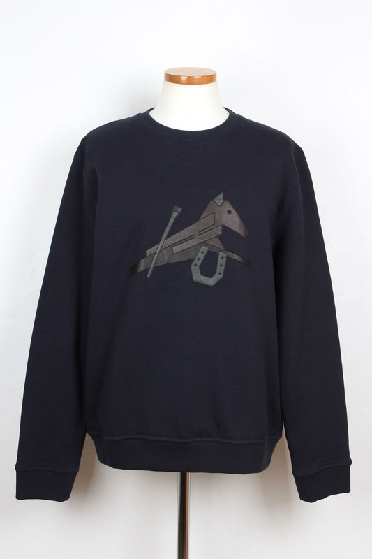 Hermes Horse Leather Patch Sweatshirt Navy L 63657246