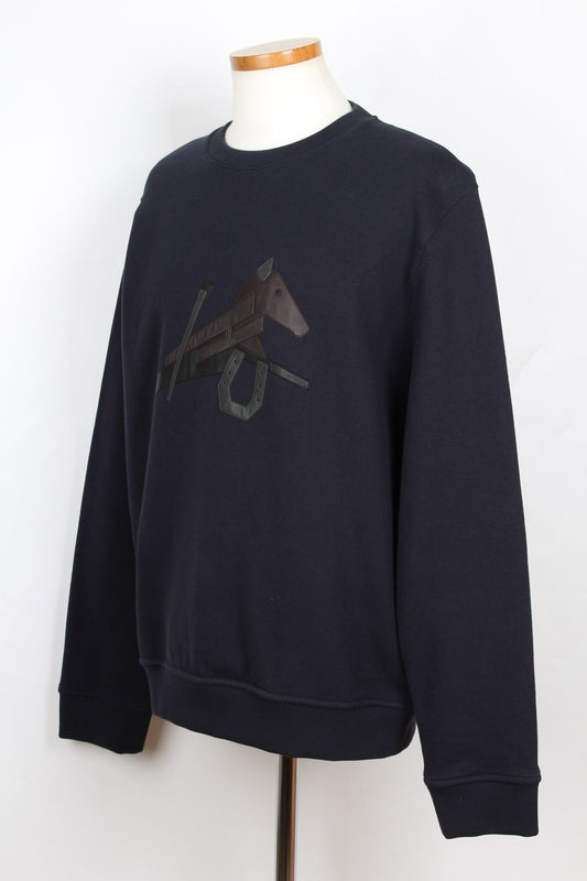 Hermes Horse Leather Patch Sweatshirt Navy L 63657246