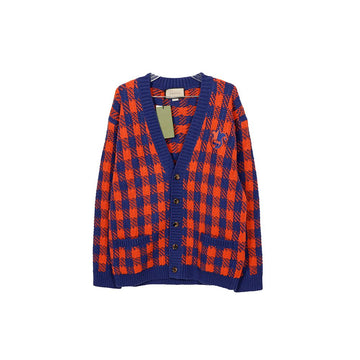 Gucci Checked Wool Interlocking Cardigan L 711571 64026321