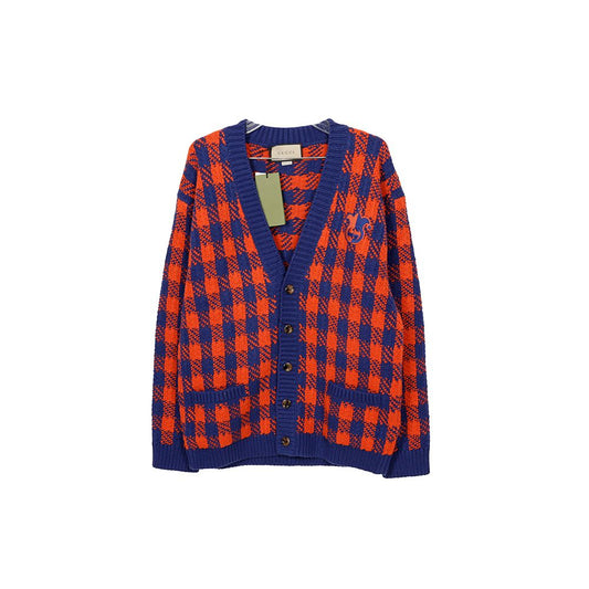 Gucci Checked Wool Interlocking Cardigan L 711571 64026321