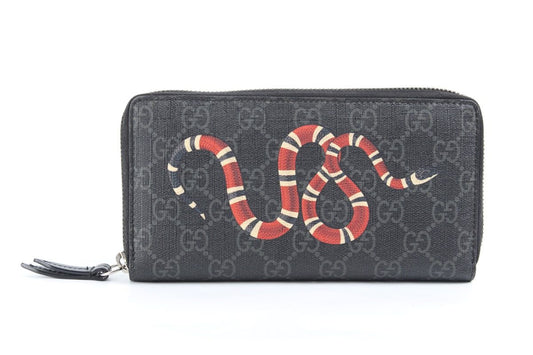Gucci Snake Zipper Long Wallet Black 65537430