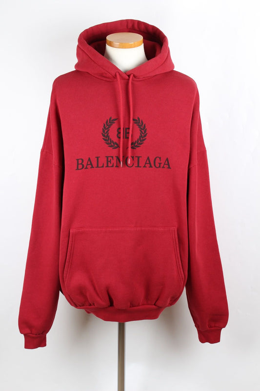 Balenciaga Laurel Logo Hoodie Burgundy XS 66383378