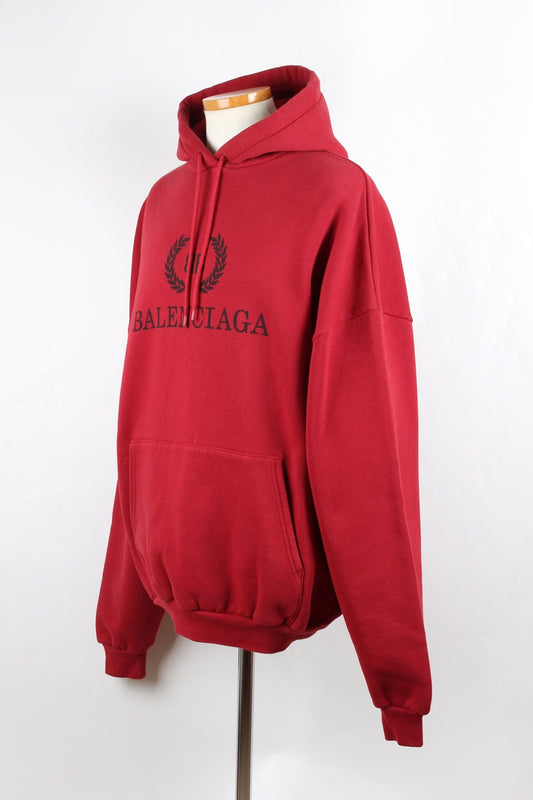 Balenciaga Laurel Logo Hoodie Burgundy XS 66383378