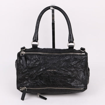 Givenchy Pandora Medium Wrinkled Silver Leather Shoulder Bag 32x28x19 68381096