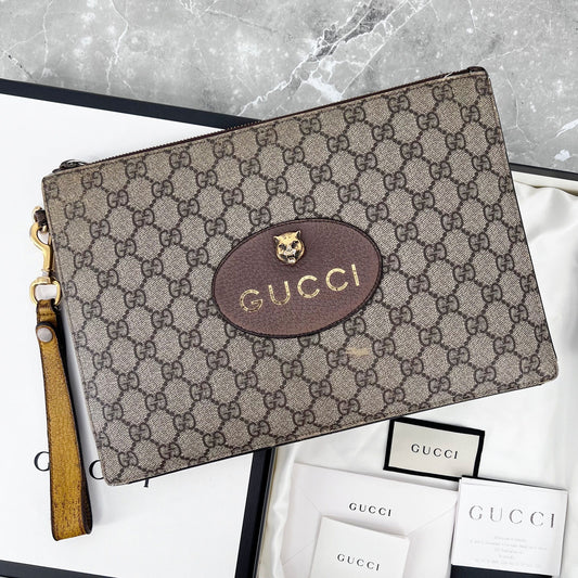กระเป๋าคลัตช์โลโก้ GG วินเทจของ Gucci (SKU: OS)