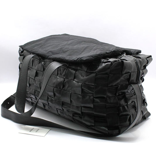 Bottega Veneta Black Intrecciatoทอเทปคาสเซ็ตกระเป๋าเดินทางDuffleกระเป๋าสะพาย 629073