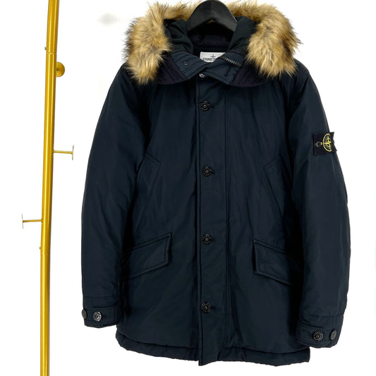 Stone Island Coyote Fur Long Down Jacket Navy 12345 70767943