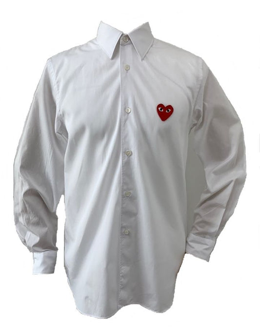 Comme Des Garcons Men's White Shirt with Red Patch 71106091