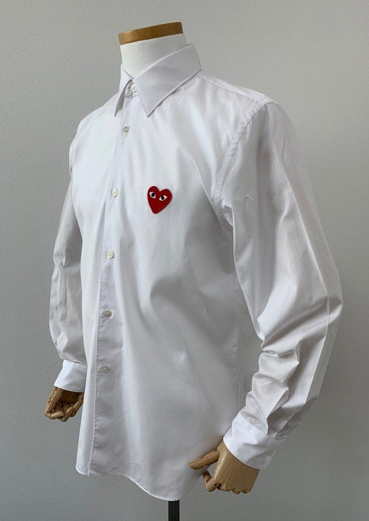 Comme Des Garcons Men's White Shirt with Red Patch 71106091