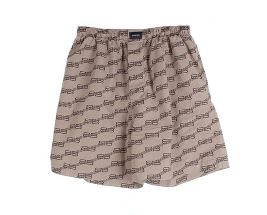กางเกงขาสั้น Balenciaga Cotton พร้อมโลโก้ BB - สีน้ำตาล - ไซส์ 46 (30~31)
