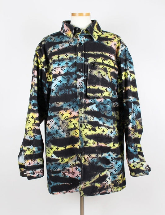 Louis Vuitton Printed Monogram Tie-Dye Denim Shirt 12345 71232510