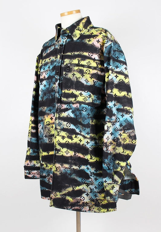 Louis Vuitton Printed Monogram Tie-Dye Denim Shirt 12345 71232510