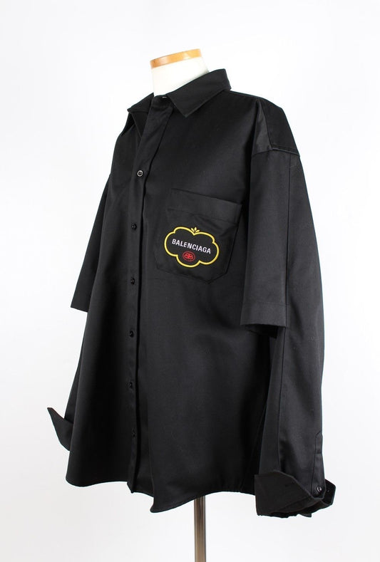 Balenciaga Logo Pocket Double Sleeve Work Shirt 38 71619966