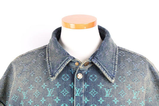 Louis Vuitton Rainbow Monogram Short-Sleeved Denim Shirt XL 71708486