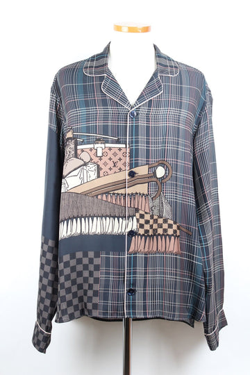 Louis Vuitton Silk Limited Edition Pajama Shirt XL Navy 12345 71709859