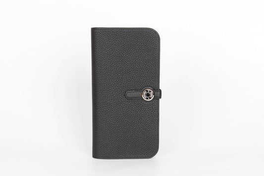 Hermes Dogu Recto Long Wallet Black Silver Hardware 71905081