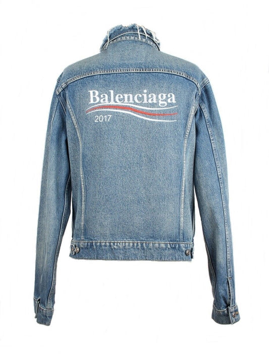 Balenciaga Wave Logo Denim Jacket 46 71924501