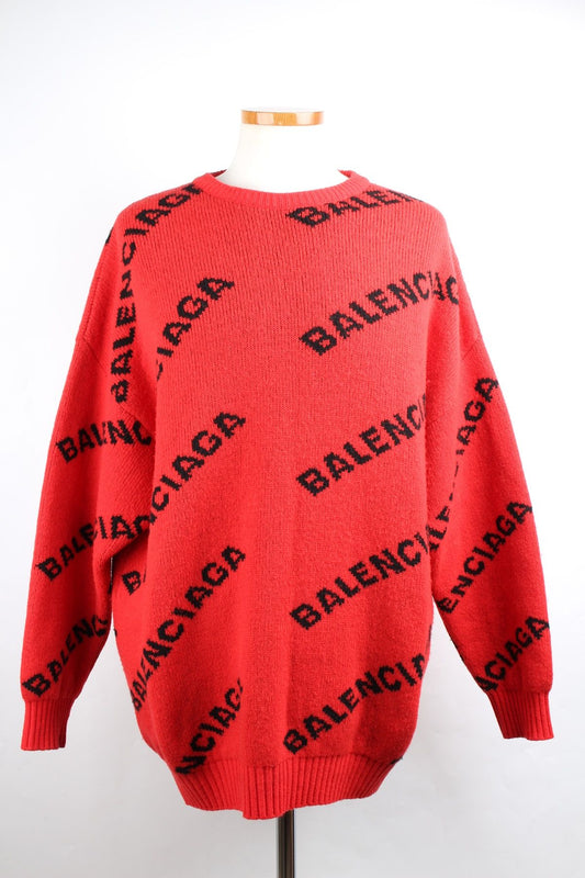 Balenciaga Multi Logo Knit Red S 75150697