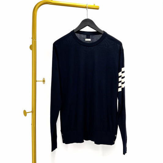 Thom Browne Merino Wool Asymmetric Sweater Navy 69377806