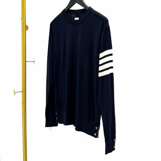 Thom Browne Merino Wool Asymmetric Sweater Navy 69377806