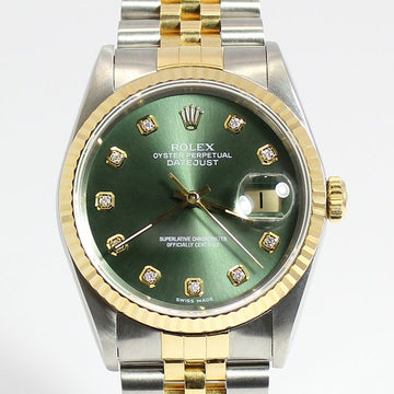 นาฬิกา Rolex Green 36MM Datejust Diamond Combination Steel 16233