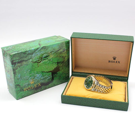 Rolex Datejust 36MM Green 10P Diamond Combi Steel Watch 16233 76669833