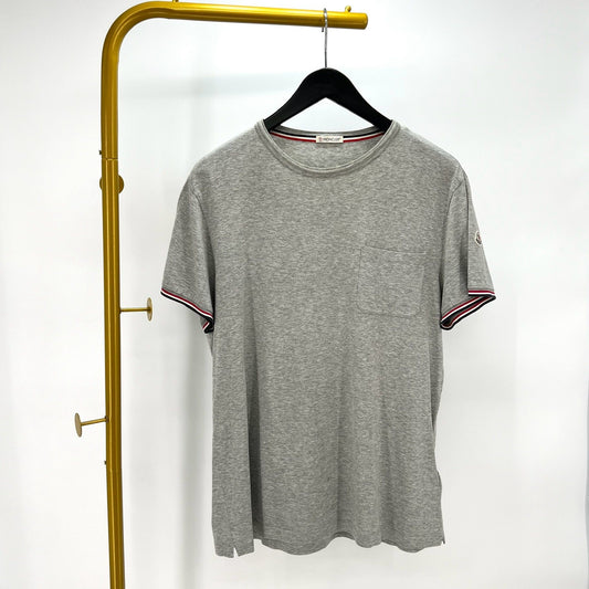 Moncler Three Stripe Line Short Sleeve T-Shirt Grey 12345 76949306