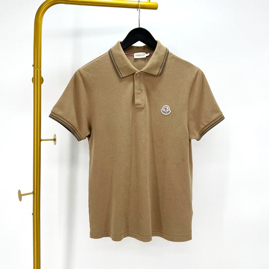 Moncler Short Sleeve Polo Shirt Beige 12345 76965658