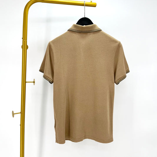 Moncler Short Sleeve Polo Shirt Beige 12345 76965658