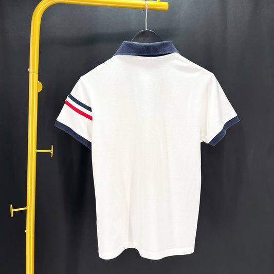 Moncler Three Stripe Short Sleeve Polo Shirt White 12345 77706987