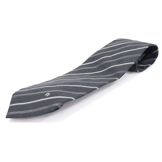 Aigner 100% Silk Black Stripe Pattern Tie 77167AI 79614707
