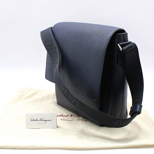 Salvatore Ferragamo Navy Leather Messenger Crossbody Bag 24-9033 84102682