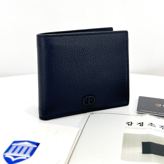 Dior Homme Logo Men's Bifold Wallet Navy 11cm × 9.5cm × 1cm 85683369